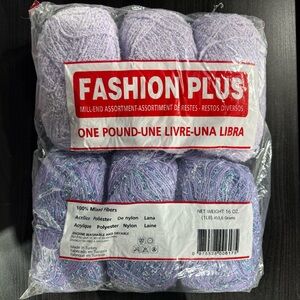 Fashion Plus Mill End Mix Fibers Purple Yarn (6) skeins 1 LB